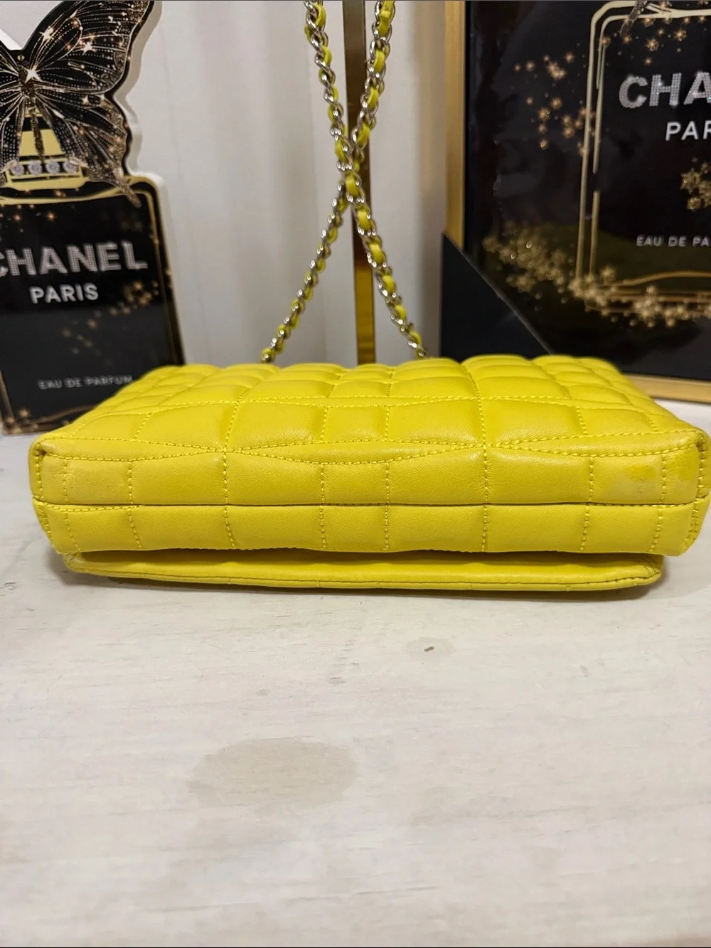 Kate Spade Story Book Yellow Quilted Chain-Handle Crossbody Bag
